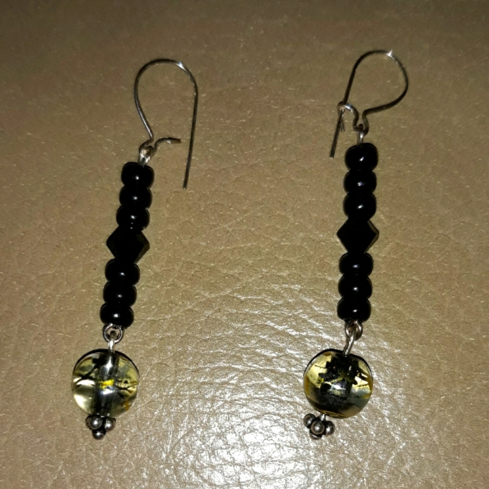 Elegant Black and Silver Beaded Earrings